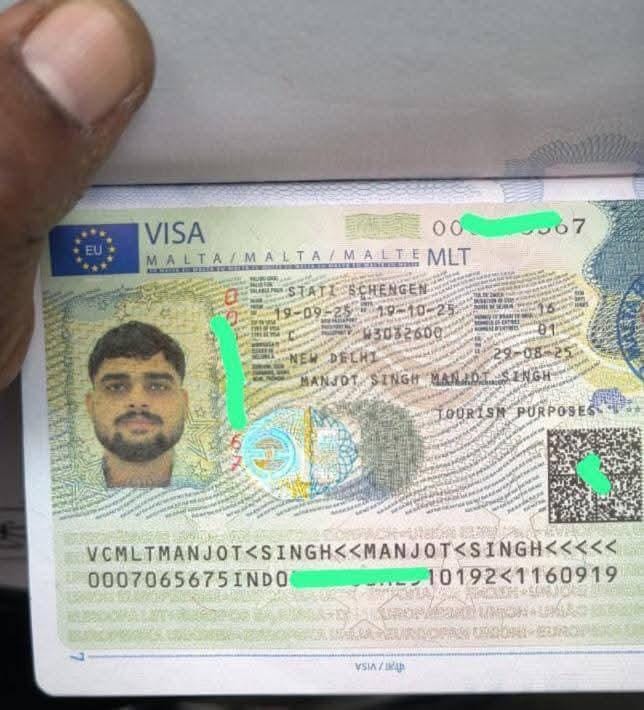 Malta European Schengen Tourism Visa - Manjot Singh