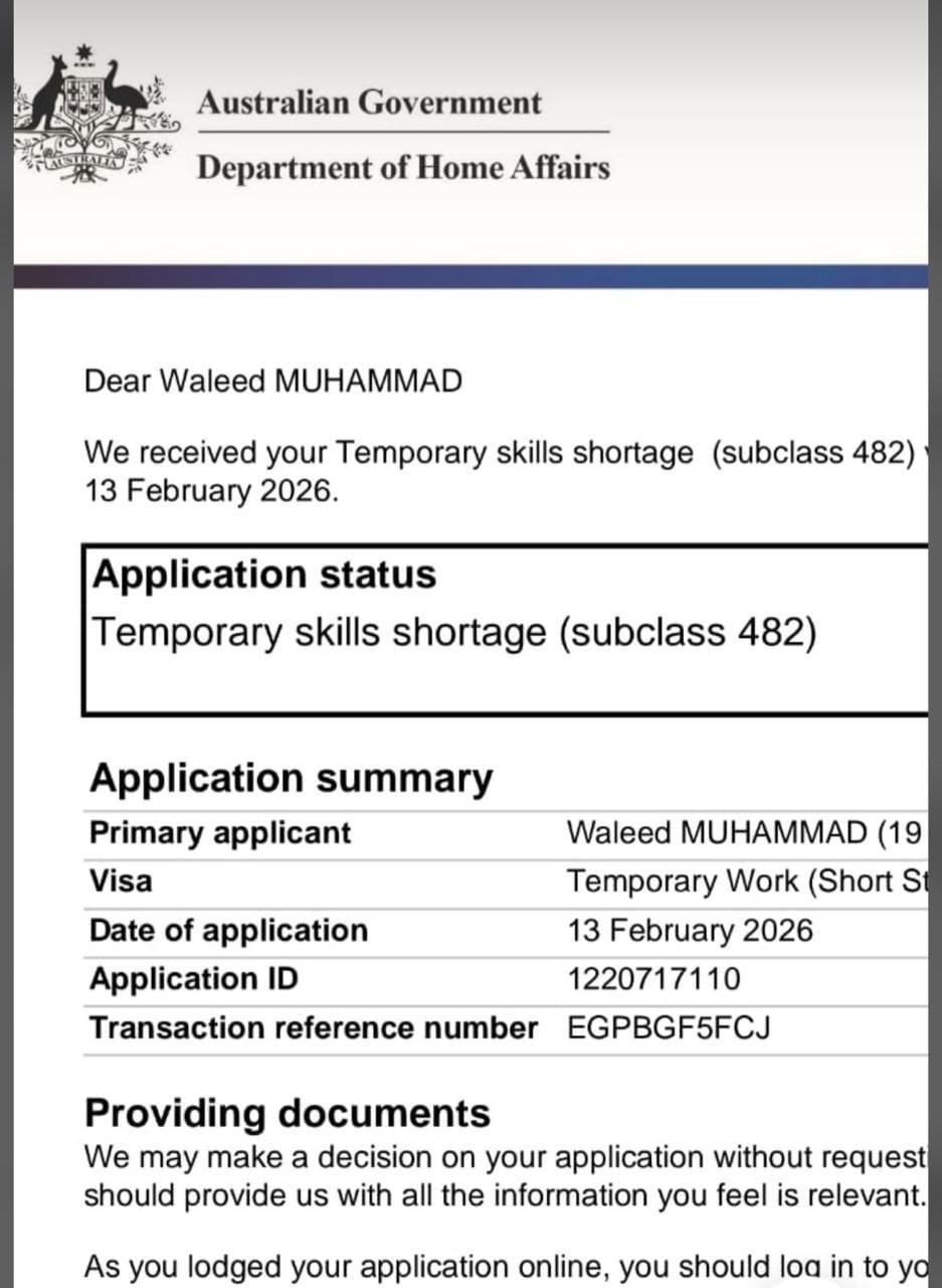 Australia Temporary Skills Shortage TSS - Waleed Muhammad